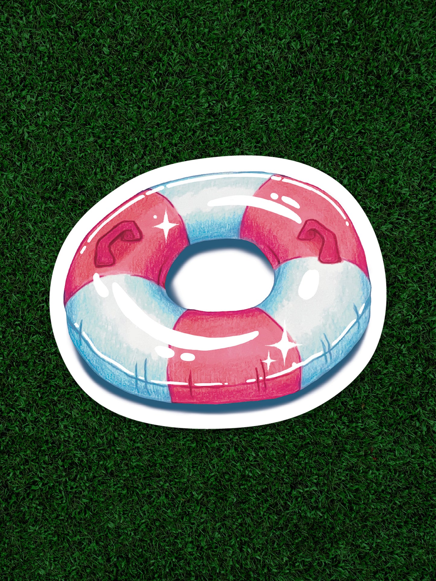 Pink and White Pool Floaty Sticker