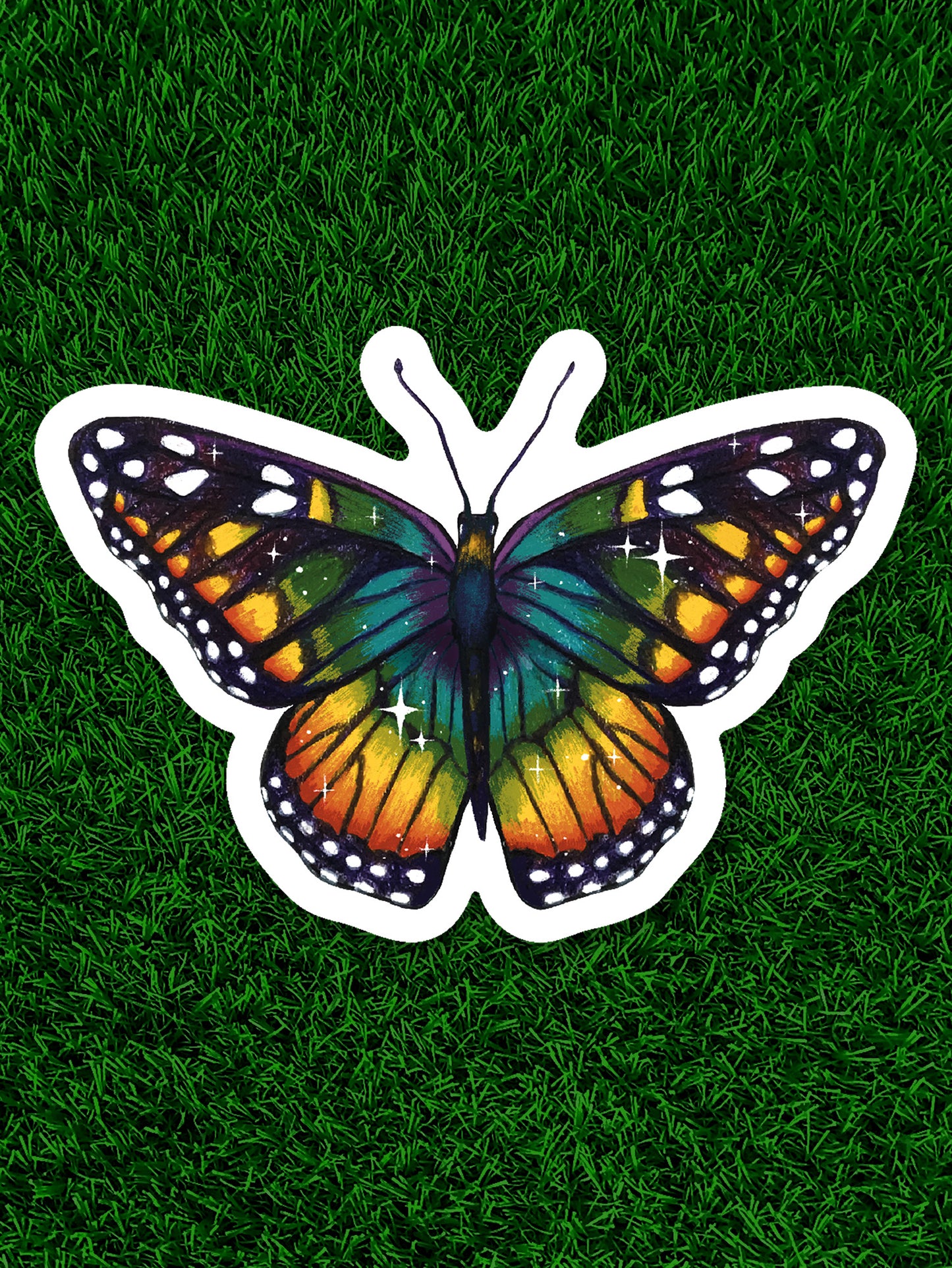 Rainbow Monarch Butterfly Sticker