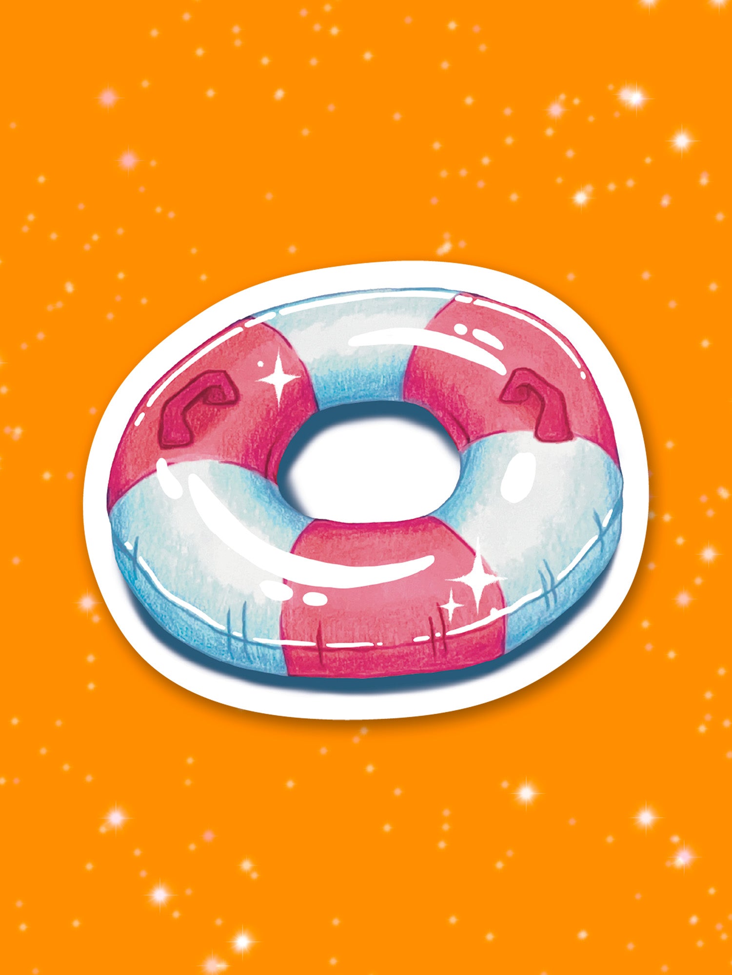 Pink and White Pool Floaty Sticker